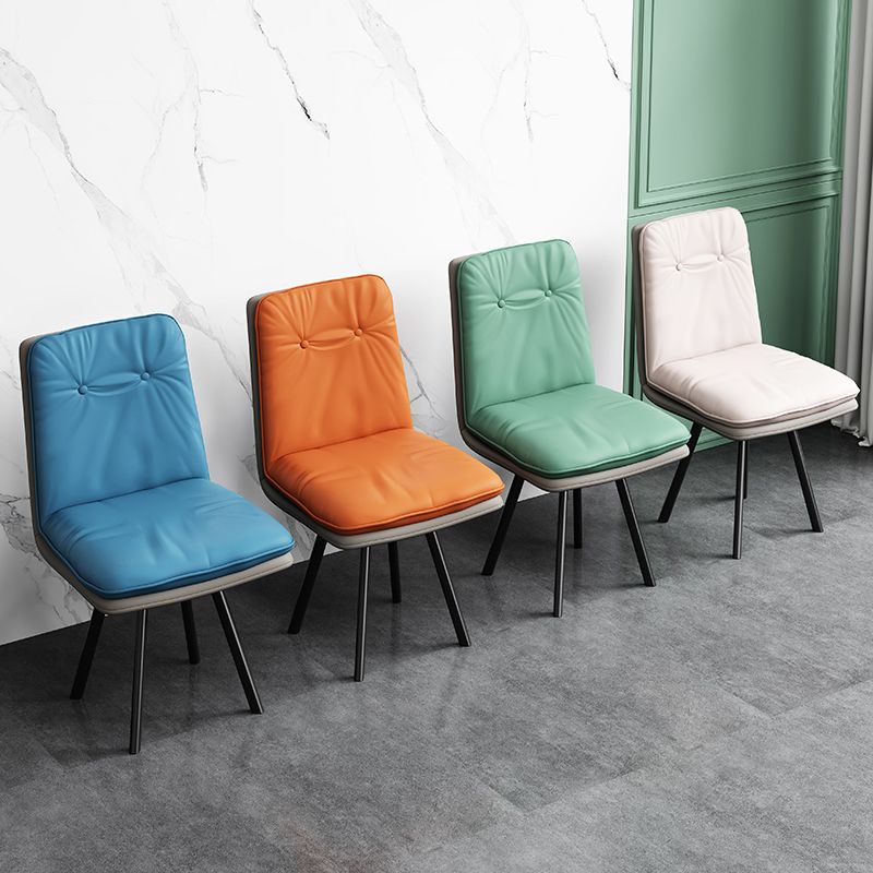 Industrial Style Side Chair Upholstered Side Dining Chair with Metal Base