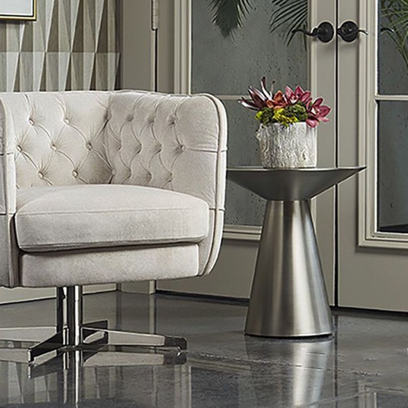 Mid-Century Side Table Metal Round Pedestal Living Room End Table