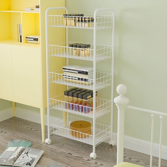 Modern Etagere Metal Bookcase Open Back Bookshelf for Balcony and Living Room