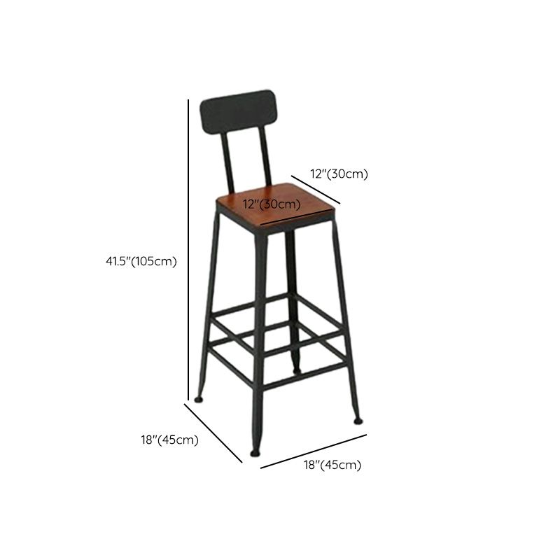 Contemporary Solid Wood Barstool Armless Bar Stool with Footrest
