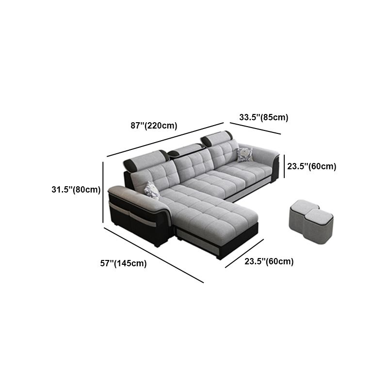 Light-grey Pillow Top Arm Modern Sofa/Sectional with Removable Cushions for Apartment