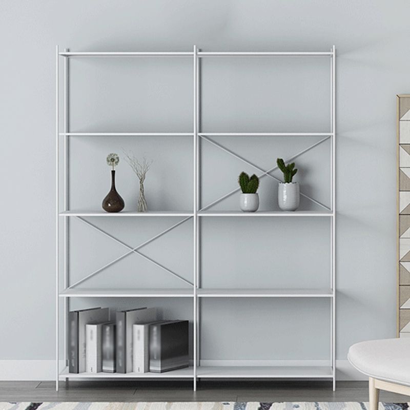 Modern Metal Bookcase Shelf Rectangular Open Bookcase with Shelves