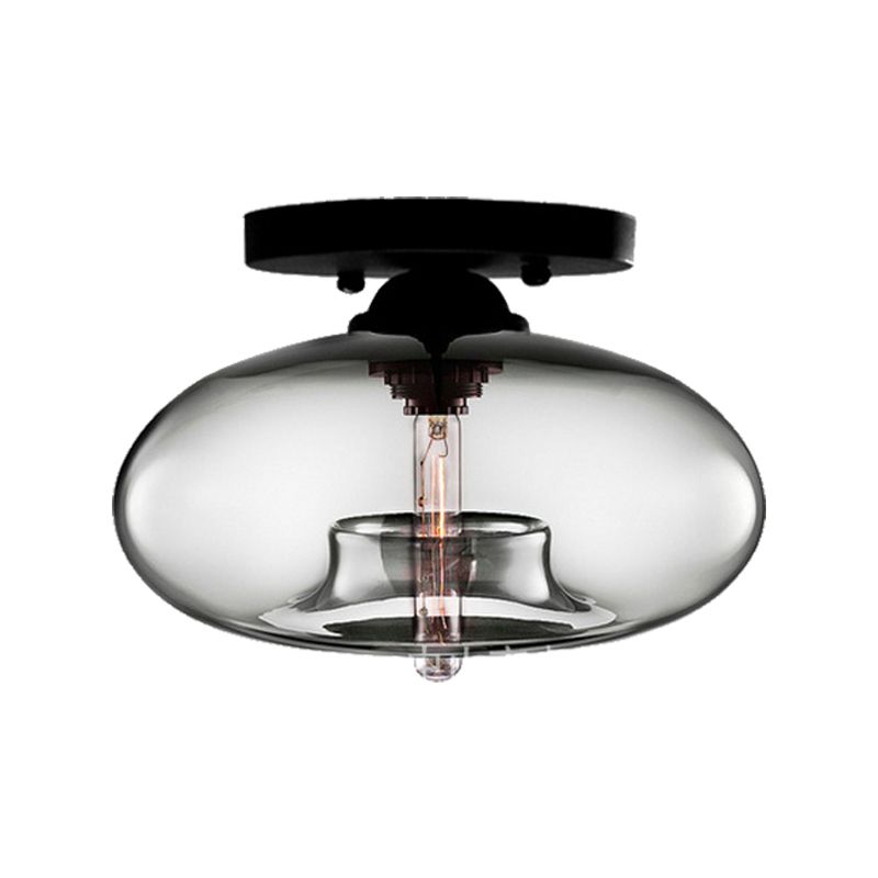 Oblong Flush Deckenleuchte Modernist Glas 1 Lichthimmel Blau/Amber/Rauch Grau/Kaffee Deckenleuchte, 11 " W