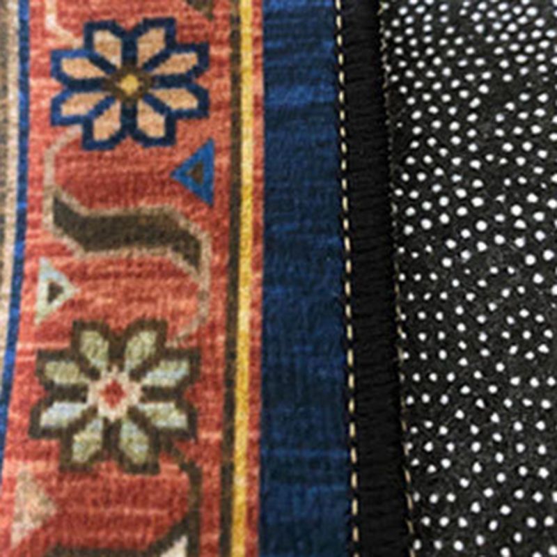 Bohemian Medallion Indoor Rug Red Polyester Area Carpet Anti-Split Rug for Home Decoration
