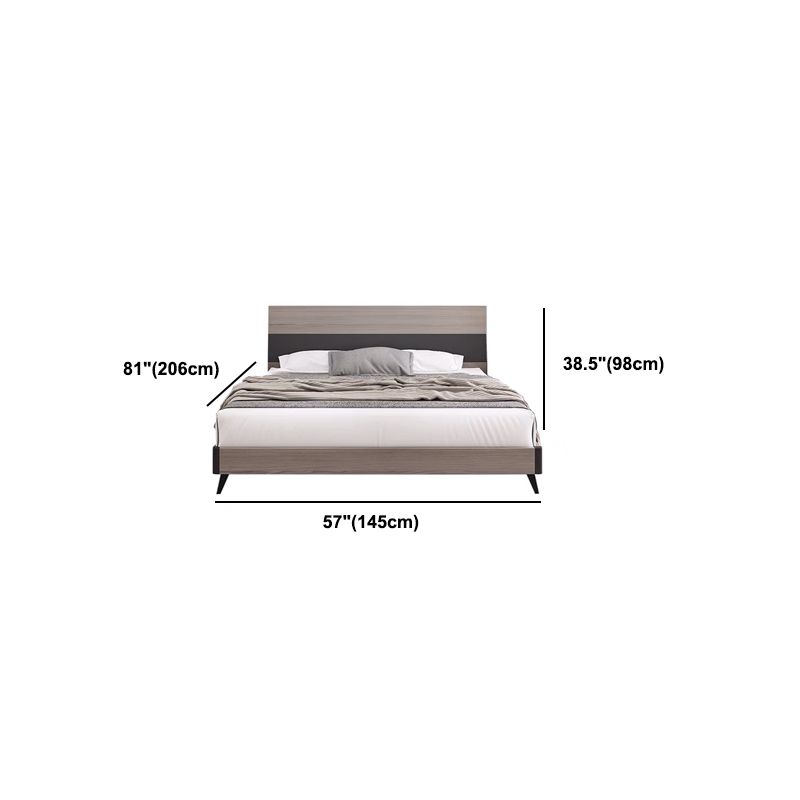 Modern Grey Standard Bed with Rectangular Headboard and Legs