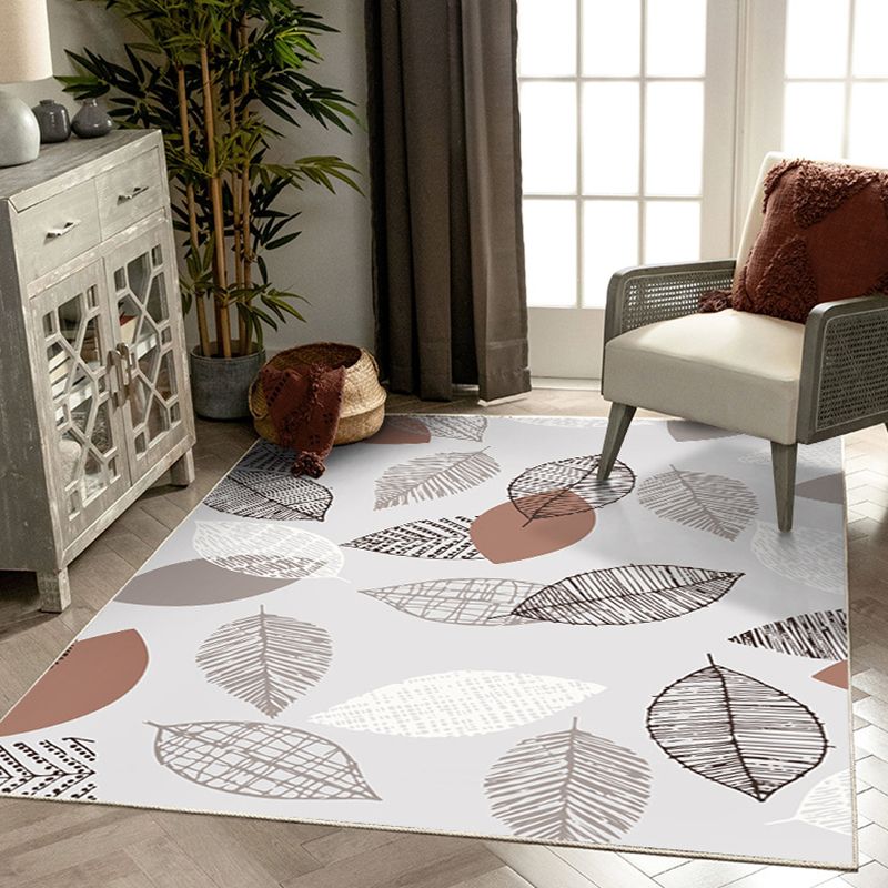 Multicolor Carpet Modern Plant Print Indoor Rug Polyester Anti-Slip Carpet for Living Room