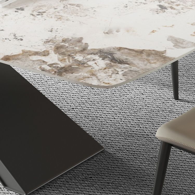 Modern Rectangle Sintered Stone Dining Table Set 1/4/5/6/7 Pieces Dining Set