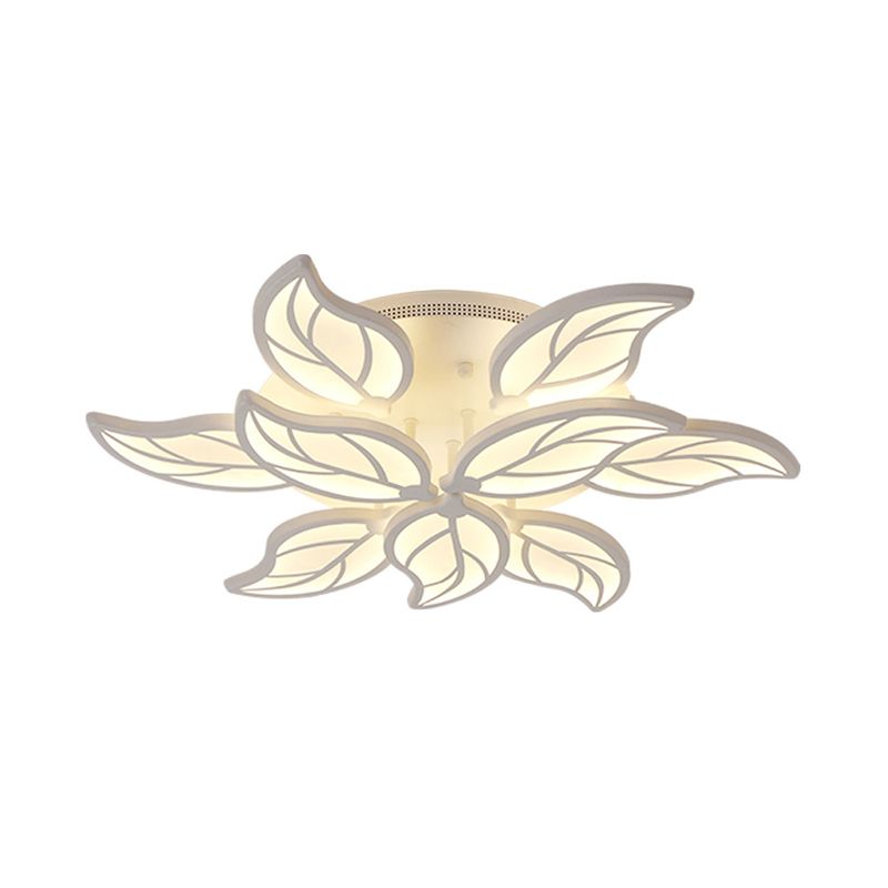 1/2-Tier Leaf Acrylic Flush Light Fixture Contemporary White LED Ceiling Lamp in Warm/White Light, 22"/27" Wide