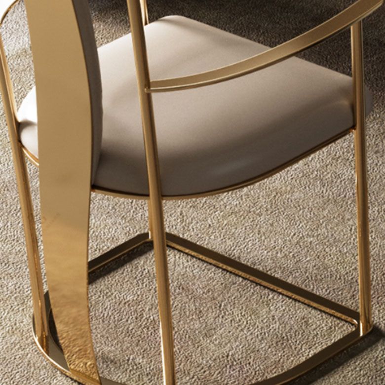 Upholstered Arm Chair Glam Style Metal Dining Chairs for Dining Room