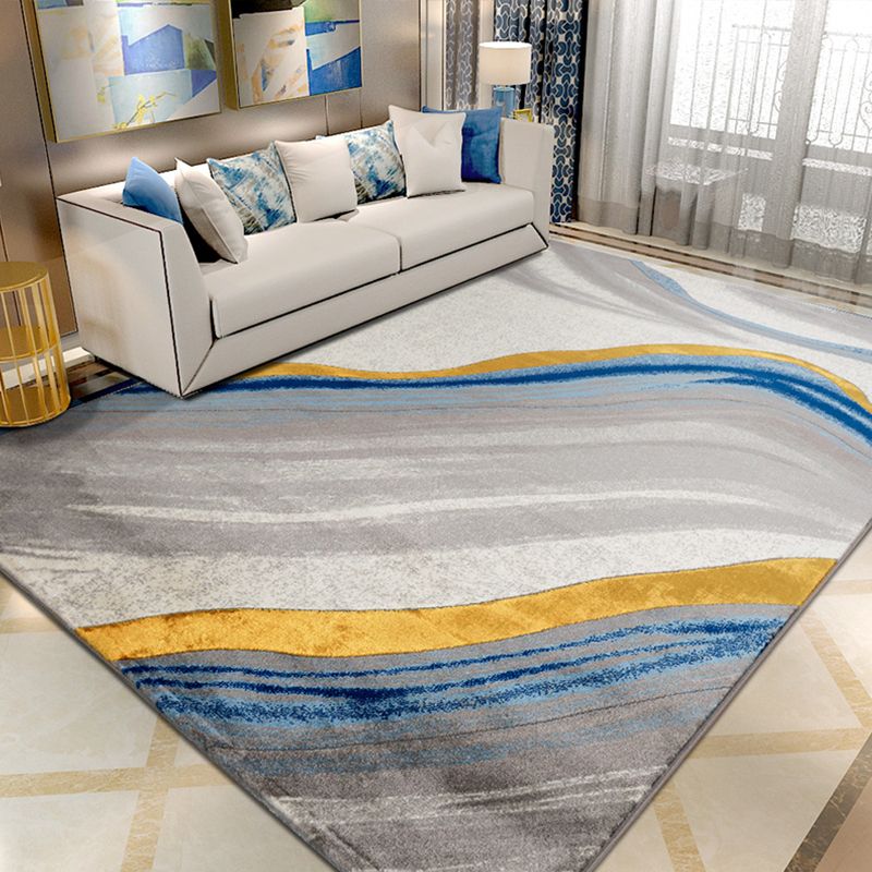 Nordic Bedroom Rug Multi Colored Abstract Pattern Area Carpet Polypropylene Easy Care Washable Rug