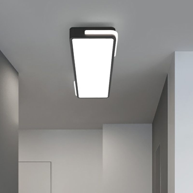 Rectangular Corridor Flush Mount Lighting Acrylic Minimalistic LED Flush Light in Black