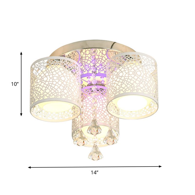 Cilindro de luz semi rasponjera de metal cromado 3/5 cabezas Monte moderno de al ras con tono de vidrio esmerilado y cristal