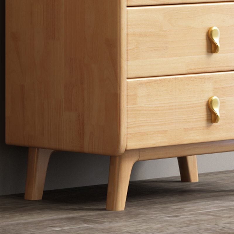 Modern Natural Buffet Table Rubber-wood Solid Wood Open Storage Buffet with Drawers