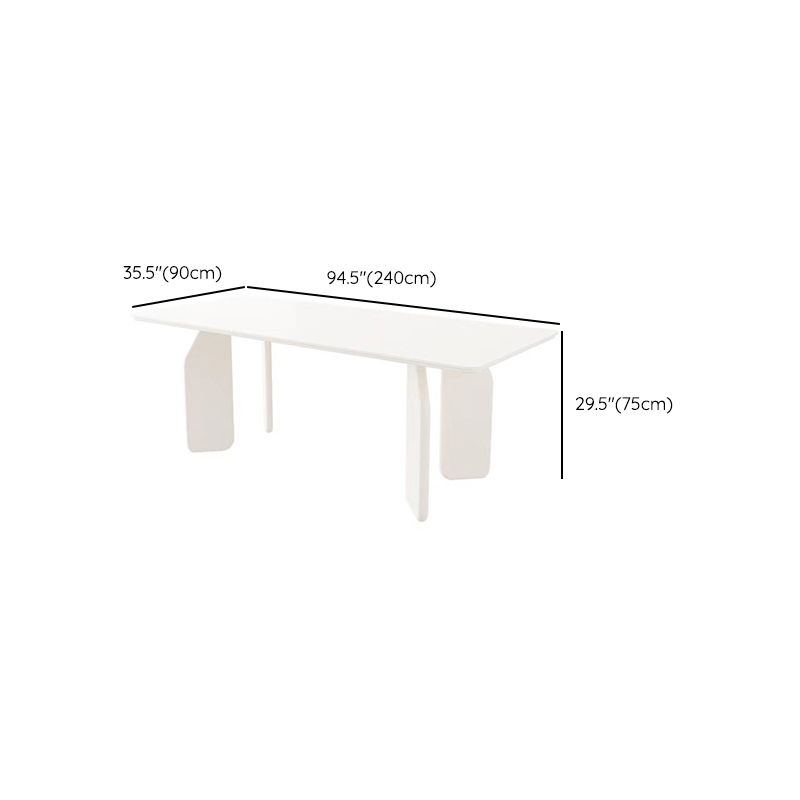 Solid Wood Dining Table White Modern Dinner Table for Dining Room