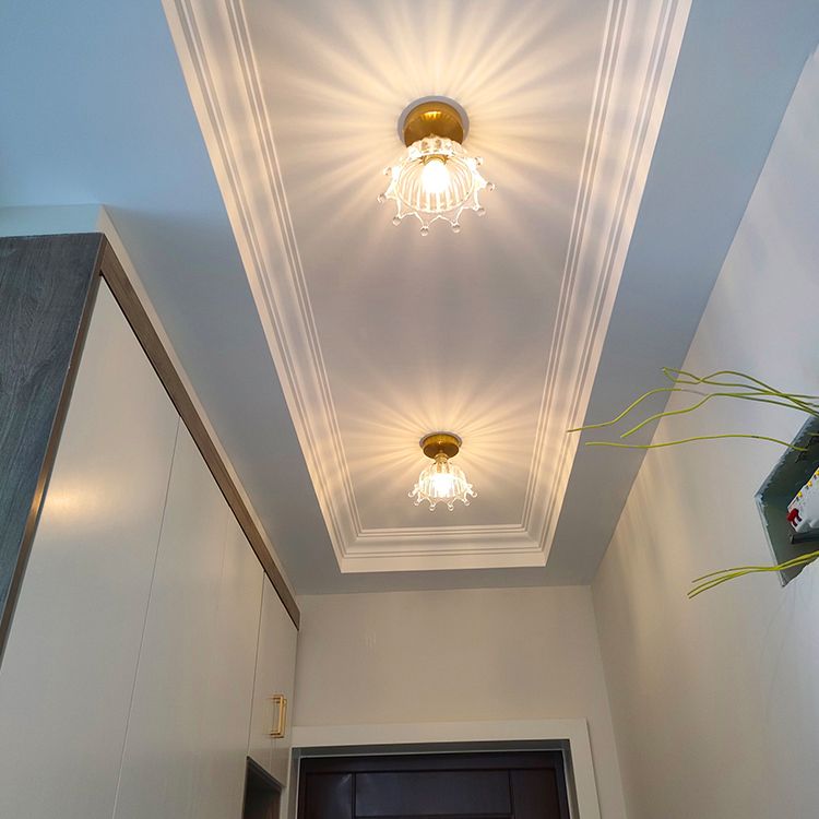 Modern Ceiling Lamp Geometric Flush Mount Light Fixture with Glass Shade for Bedroom