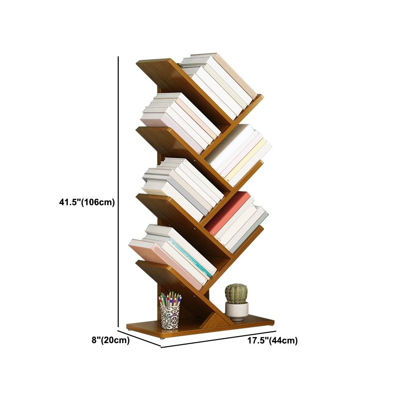 Modern Bamboo Bookshelf Geometric Closed Back Vertical Bookcase