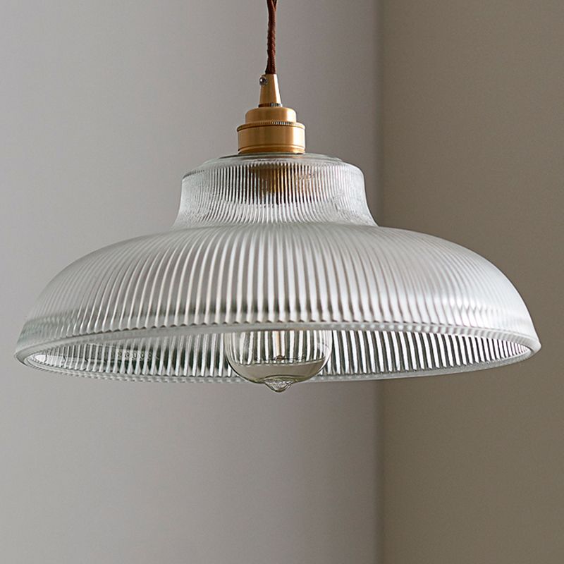 Retro Industrial 1 Light Anhänger Prismatische Klarglas Kuppel Anhängerlampe für Coffeeshop