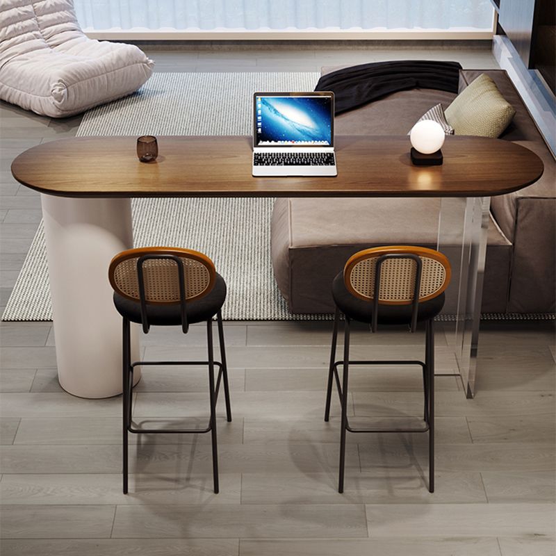 Contemporary Double Pedestal Bar Dining Table Solid Wood Dining Table