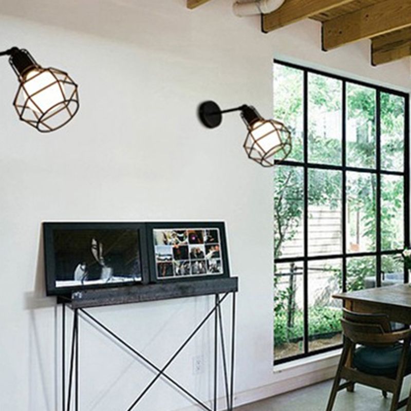 Käfig Wandleuchte industrielle Wandleuchten Metall 1 Leichte Leuchten in Schwarz