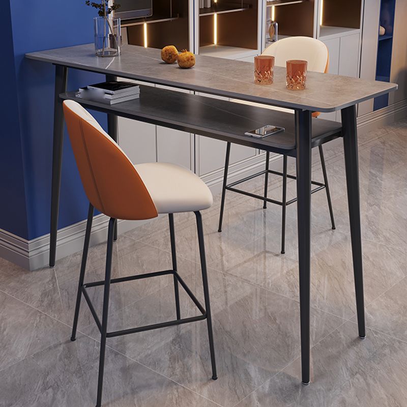 Contemporary Rectangle Bar Table Stone Bar Dining Table with 4 Legs