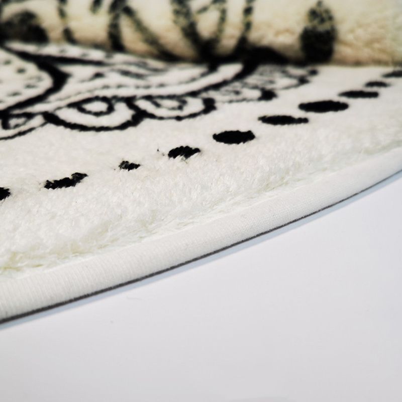 Black Americana Pattern Rug Polyester Bohemian Area Carpet Stain Resistant Area Rug for Bedroom