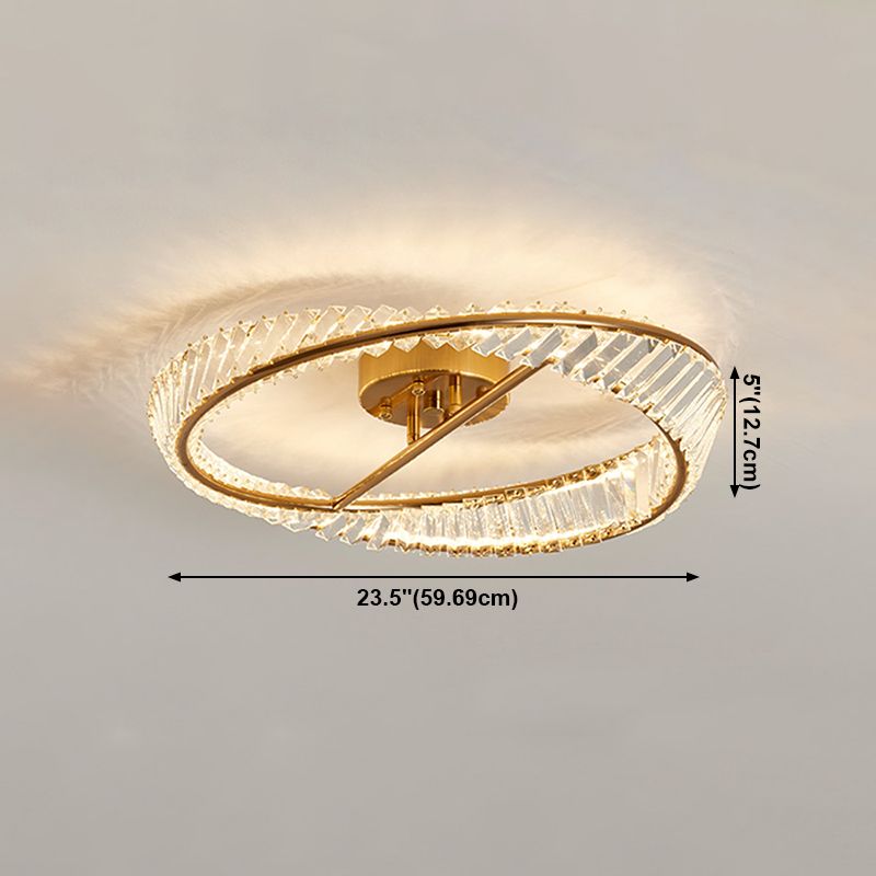 Plafonnier LED en cristal Simple et moderne, luminaire de forme ronde en fer, montage encastré pour chambre à coucher