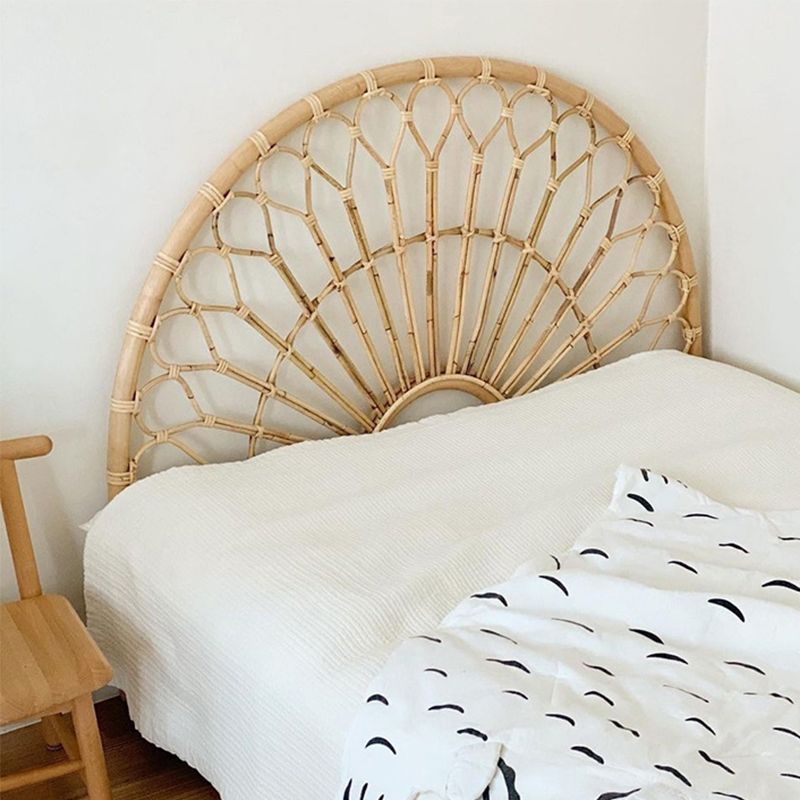 84.65 inch Wide Tropical Bed Frame Natural Solid Wood Platform Bed Frame