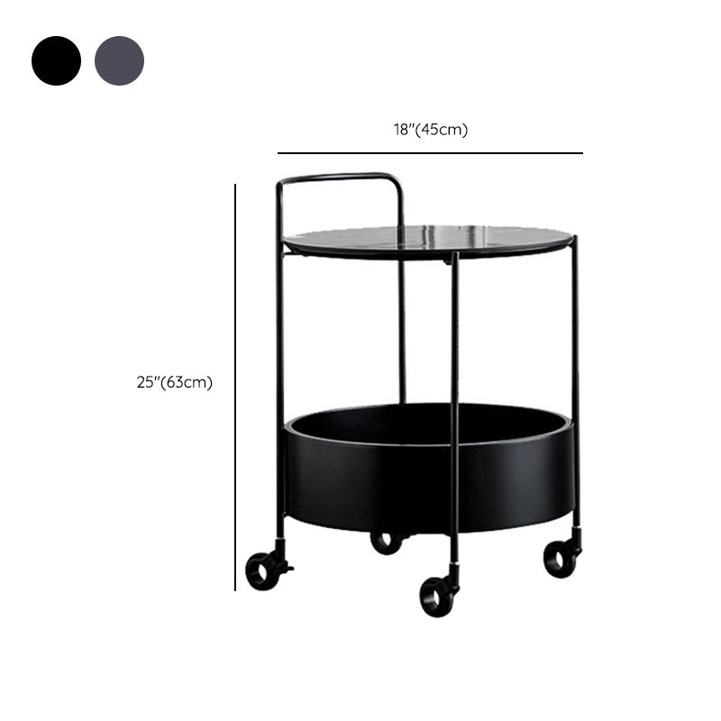 Contemporary Corner Table Round Wood Side Table with Storage