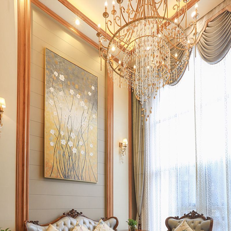 American Candle Shape Chandelier Metal Multi Light Hanging Light for Bedroom