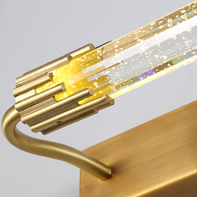 Geometric Shade 1-Light Mirror Wall Sconce Modern Style Crystal Wall Mount Light Fixture in Brass