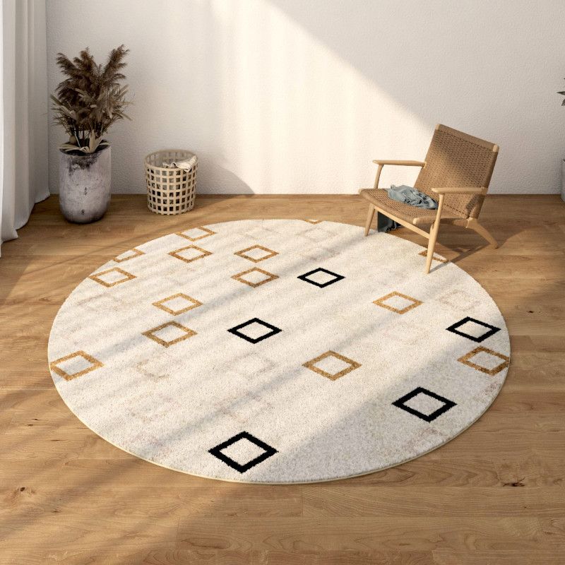 White Bohemian Area Rug Americana Pattern Polyester Rug Anti-Slip Area Carpet for Living Room