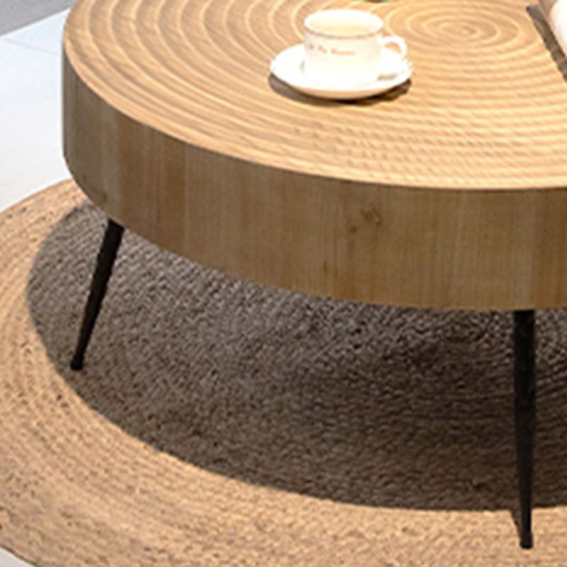Scandinavian 3 Legs Coffee Table Round Wooden Cocktail Table for Living Room