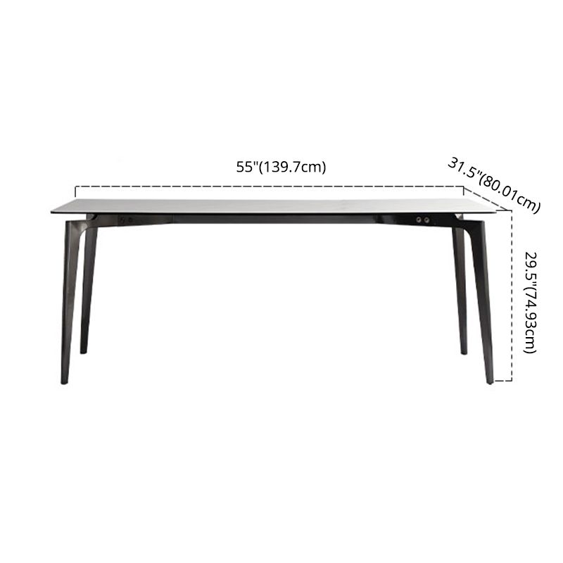 Minimalist Dining Table Set Metal Frame Grey Slate Rectangular Dining Table Set with 4 Legs Base