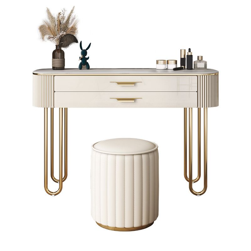 2 Drawers Makeup Table Desk Vanity for Women with Stool- 17.72" D