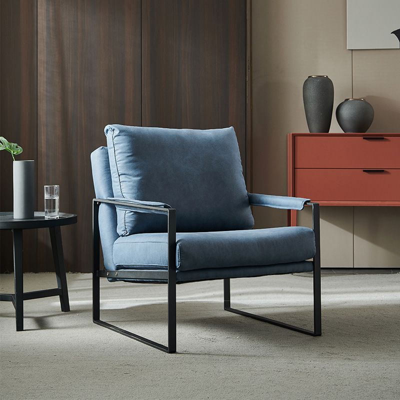Solid Color Office Leather Arms Included with Cushion with Black Legs Armchair