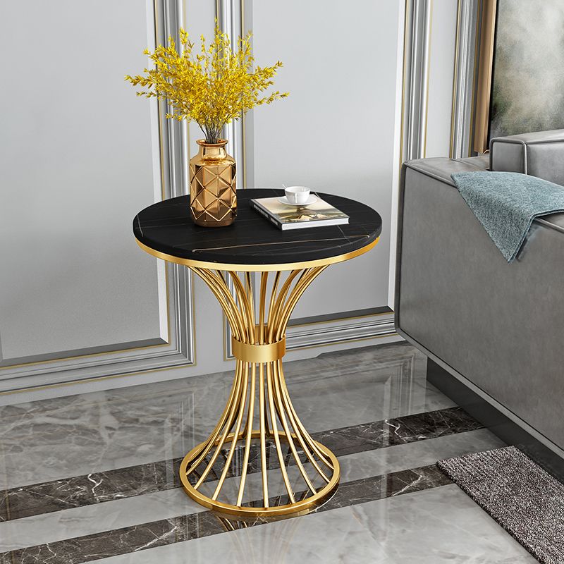 Round Minimalist Side End Table Gold Pedestal Sofa Corner Table