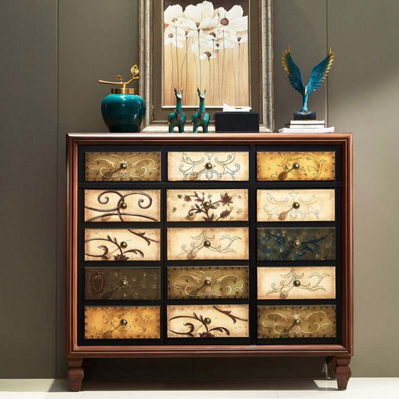 Mid-Century Modern Rectangle Side Cabinet Wood Storage Cabinet