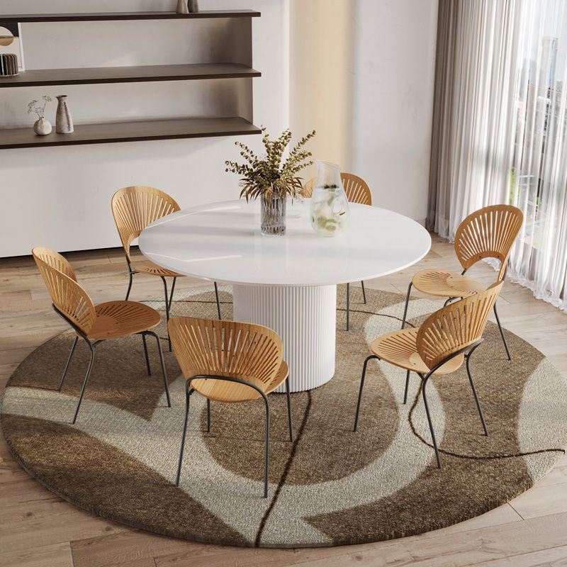 Modern Pedestal White Dining Table Stone Table for Dining Room