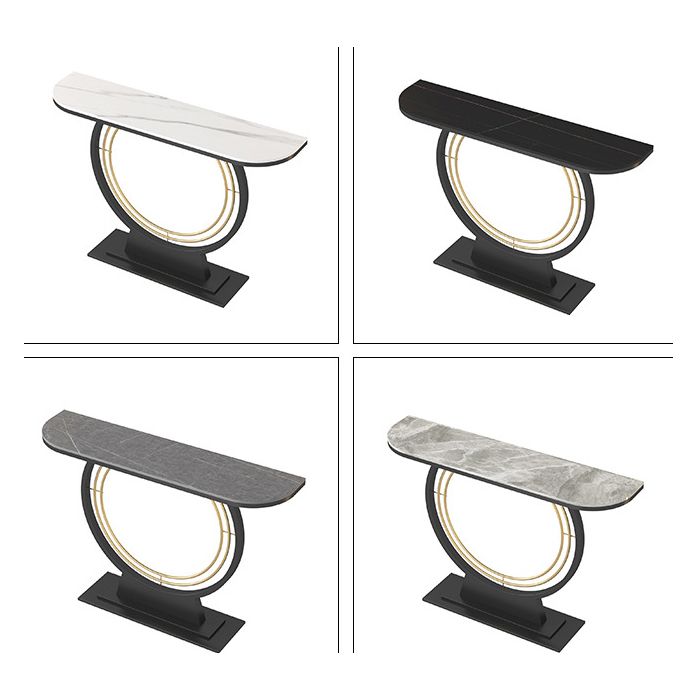 Glam Stone Console Table Iron Stain Resistant Console Sofa Table for Hall
