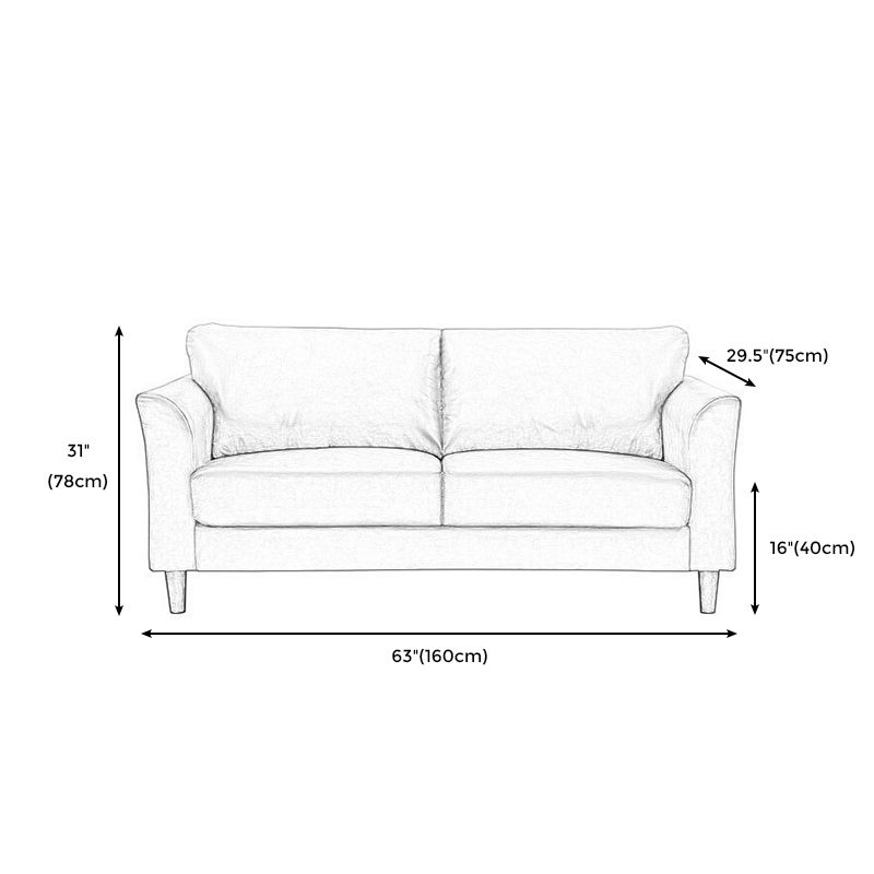 Modern 4 Wood Legs Standard Sofa Faux Leather Flared Arm Sofa