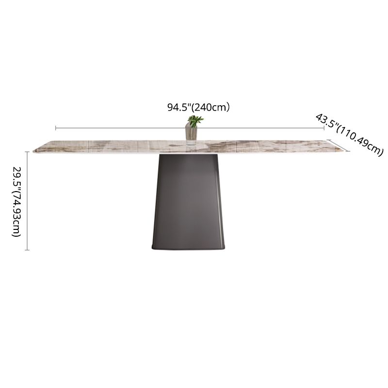 Minimalist Style Dining Table with White Fixed Table and Pedestal Base for Home Use