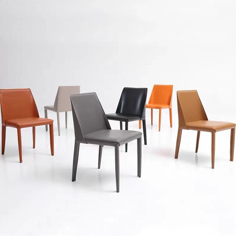 Contemporary Armless Home Side Chair Faux Leather Low Back Dining Chair