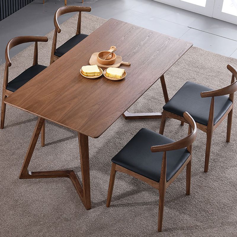 Table à manger en bois de cendres contemporain double piédestal à base de bois massif de base de base pour la maison