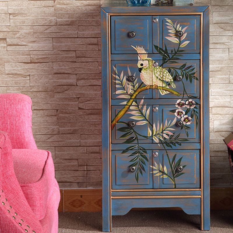 Traditional Wooden Bedroom Storage Chest Vertical Chest with 4 Drawers