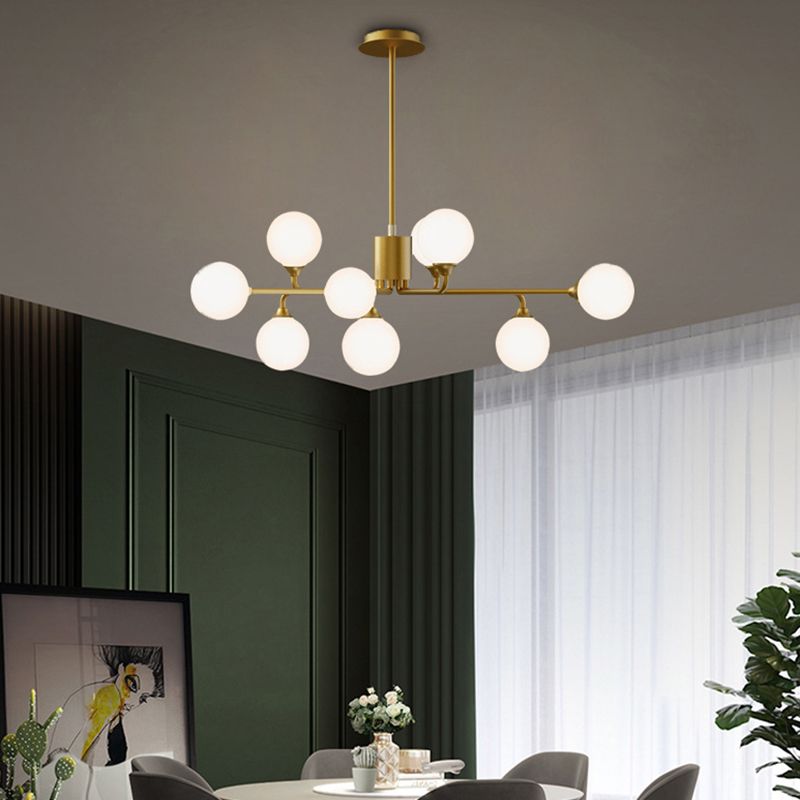 Lámpara de araña de la isla de oro de la isla de oro iluminación colgante de vidrio de estilo moderno para sala de estar