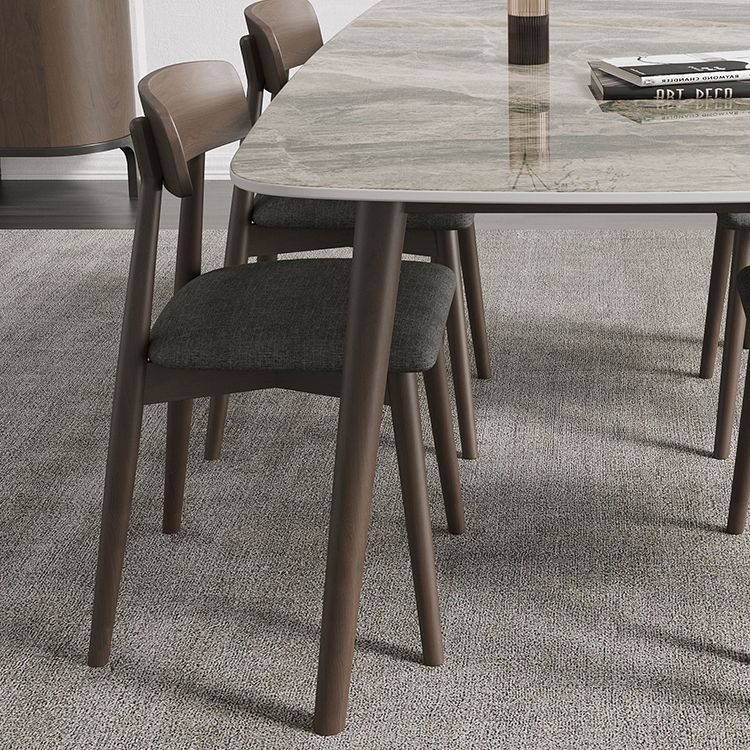 Moderne eettafel uit het midden van de eeuw, rechthoekig stenen blad, eettafel met 4 poten