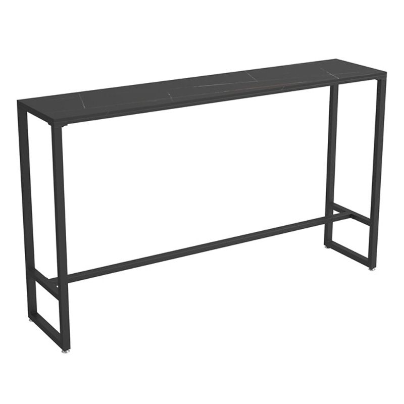 Stone Bar Dining Table Industrial Rectangle Bar Table with Black Base