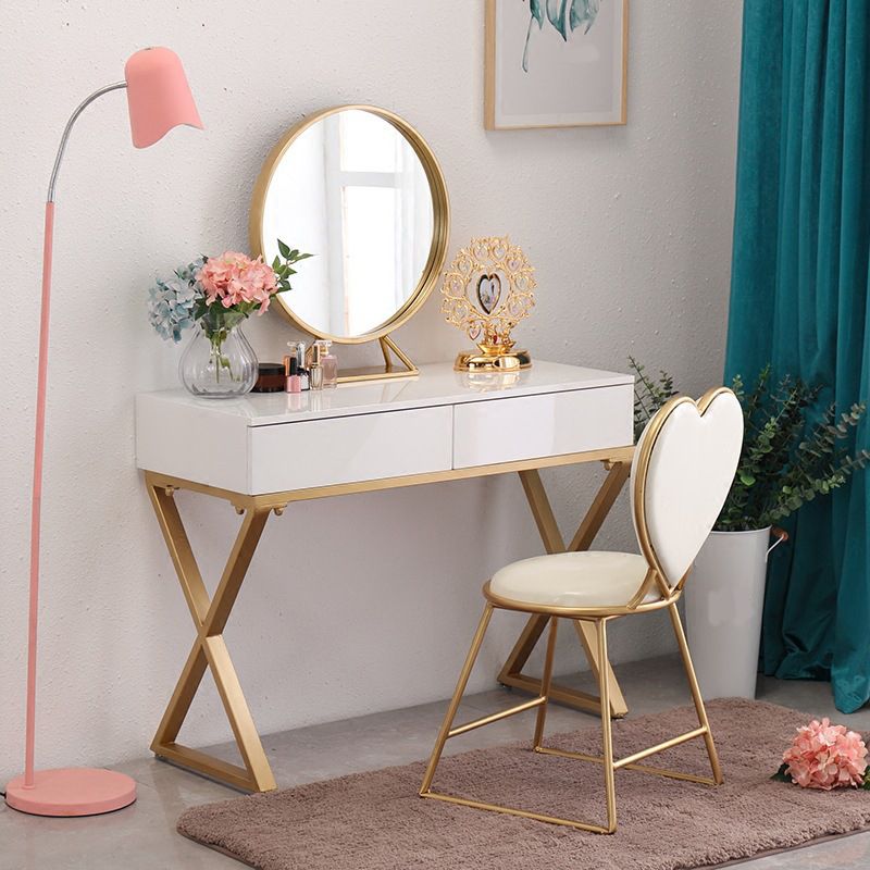 Bright White Makeup Counter 15.74" Wide Vanity Tables with 2 Storage Drawers