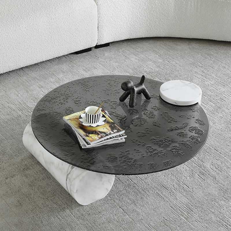 Round Clear Glass Coffee Table2 Legs Base 1 Single Cocktail Table