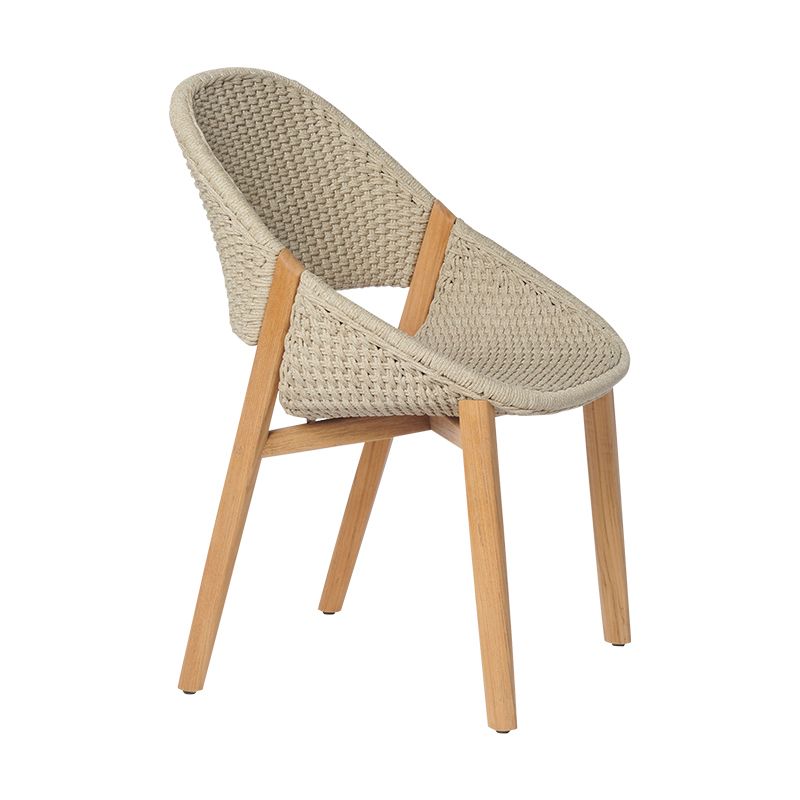 Contemporary Open Back Dining Armchair Solid Wood Outdoors Dining Chairs